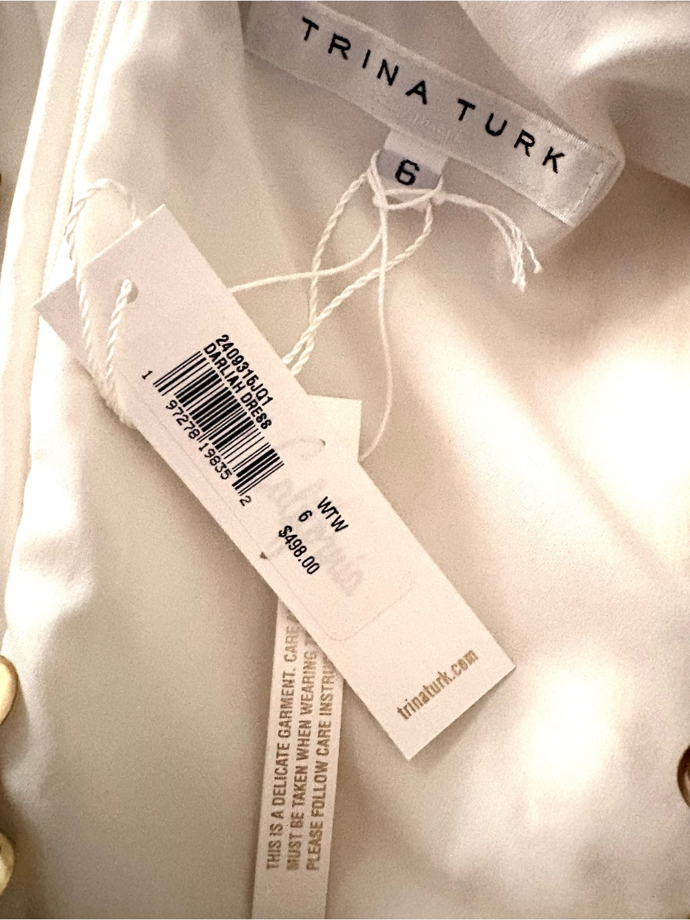 Trina Turk White Dress with Gold Sequin Trim - Picture 6 of 6